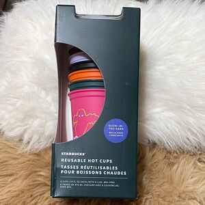 Starbucks Black and Orange Reusable Trick or Treat Hot Cups, Glow in the Dark